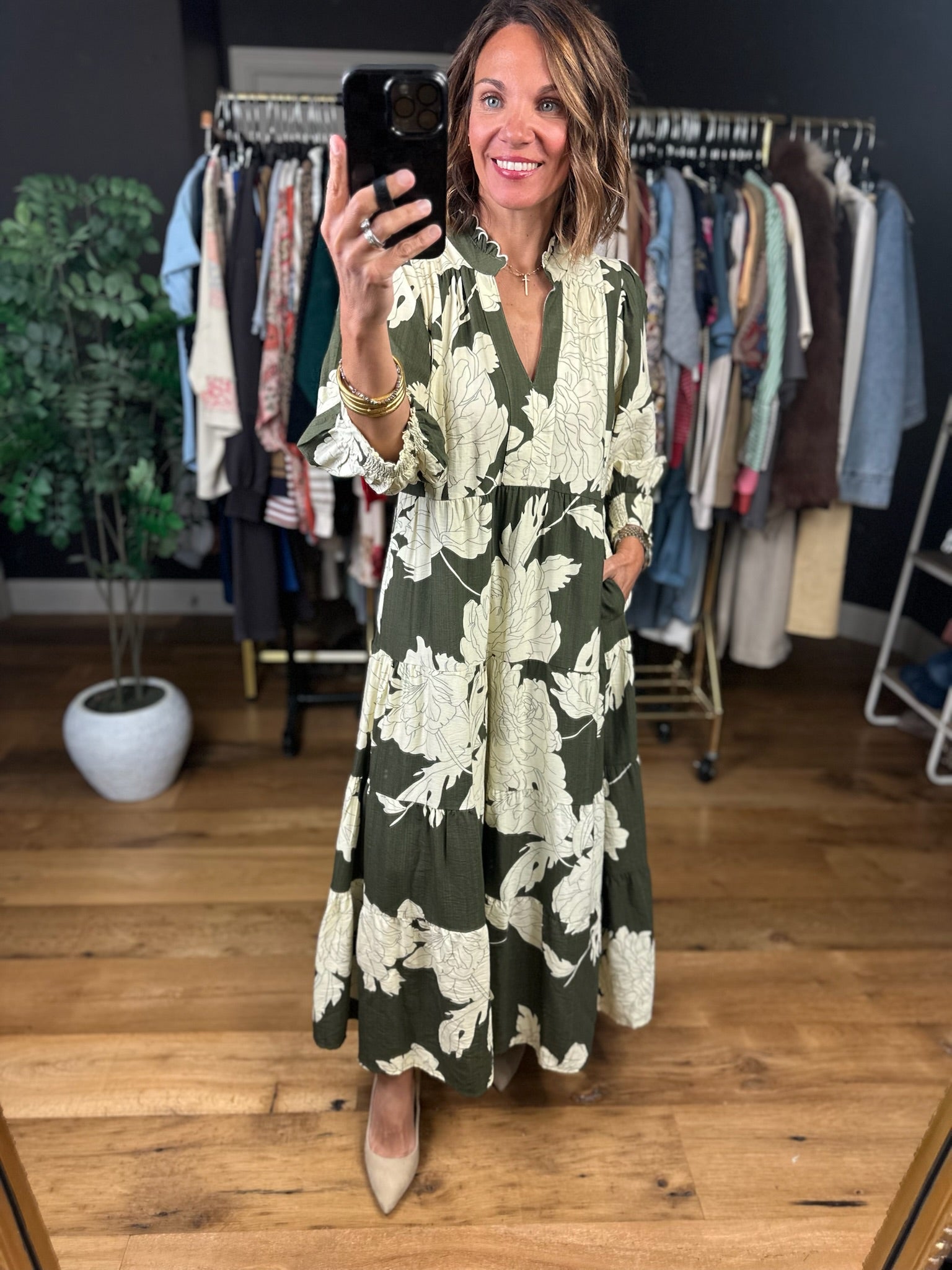 Keeping Up With Fall Floral Maxi Dress-Dresses-Umgee-Anna Kaytes Boutique, Women's Fashion Boutique in Grinnell, Iowa