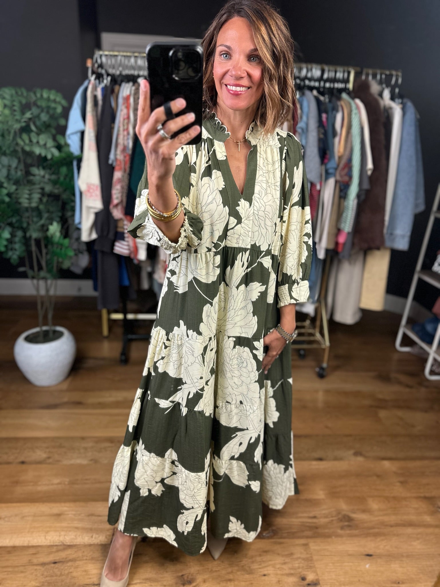 Keeping Up With Fall Floral Maxi Dress-Dresses-Umgee-Anna Kaytes Boutique, Women's Fashion Boutique in Grinnell, Iowa