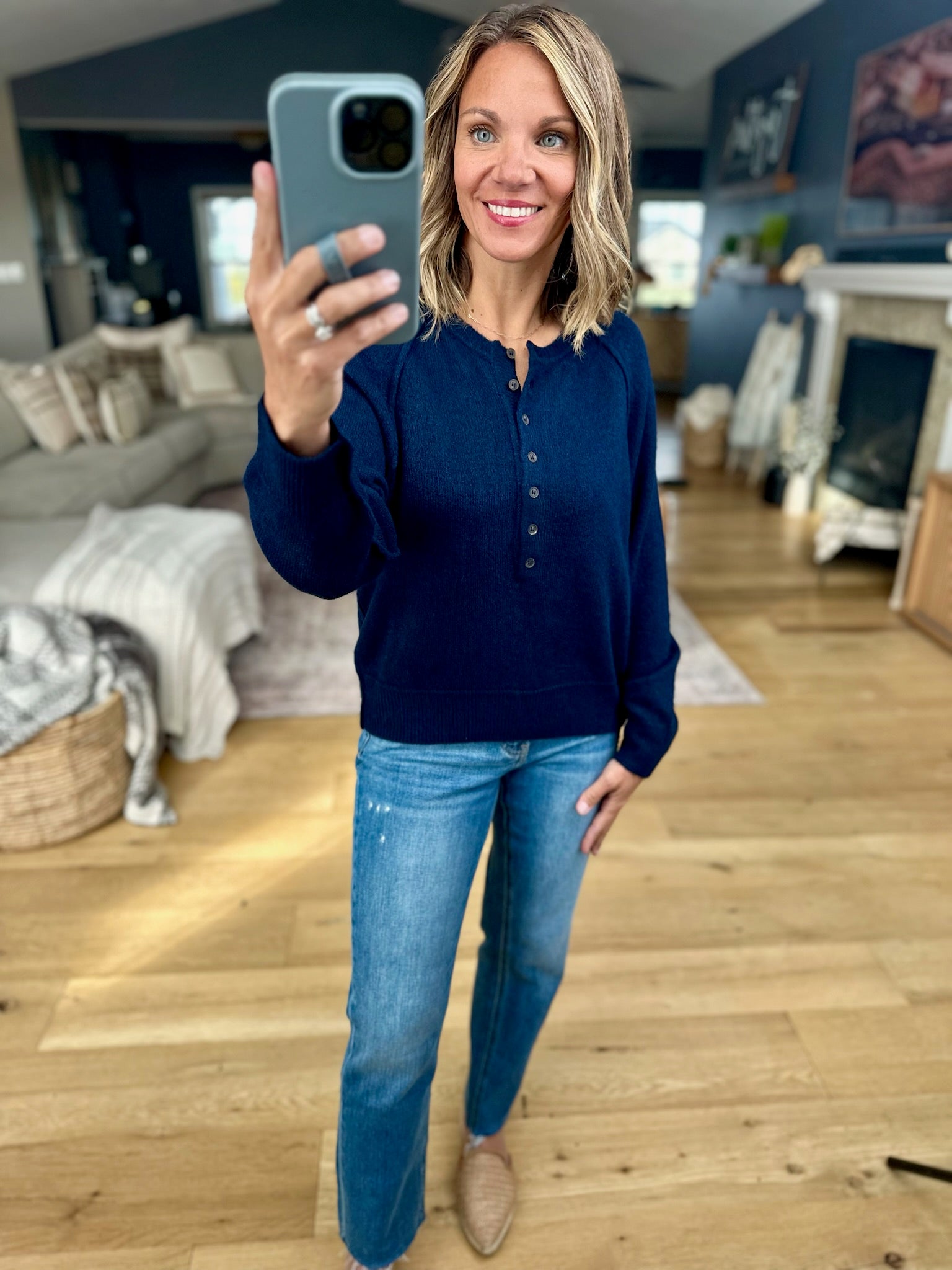 Yours Truly Button-Detail Knit-Blu Pepper-Anna Kaytes Boutique, Women's Fashion Boutique in Grinnell, Iowa