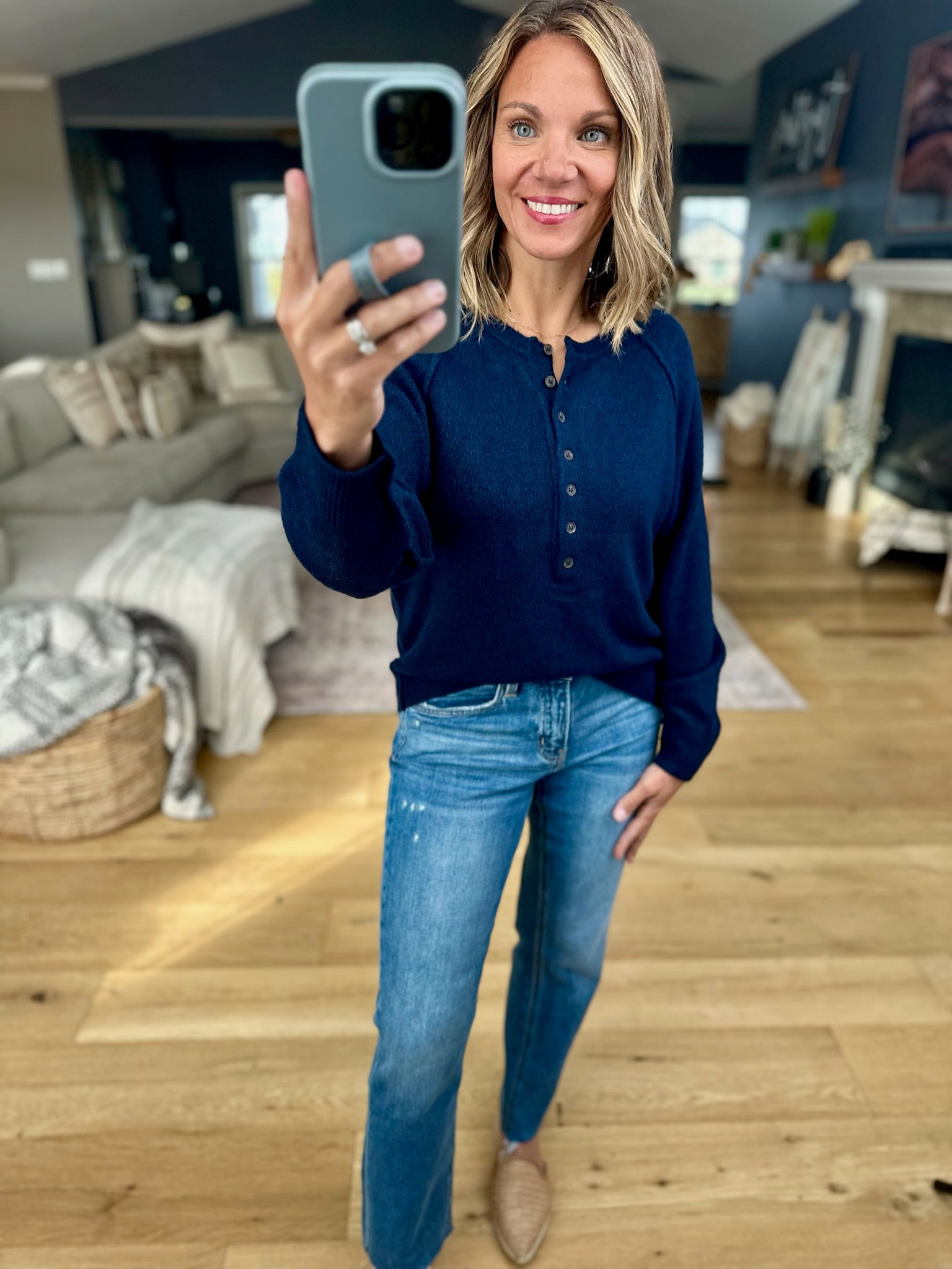 Yours Truly Button-Detail Knit-Blu Pepper-Anna Kaytes Boutique, Women's Fashion Boutique in Grinnell, Iowa