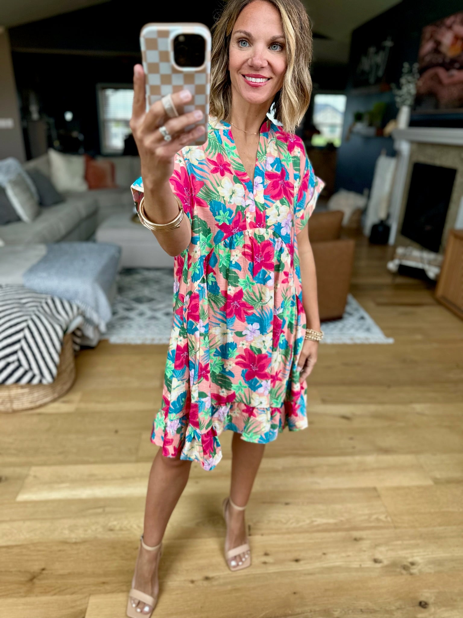 Life In Paradise Floral Pocket Dress - Blush-Easel-Anna Kaytes Boutique, Women's Fashion Boutique in Grinnell, Iowa