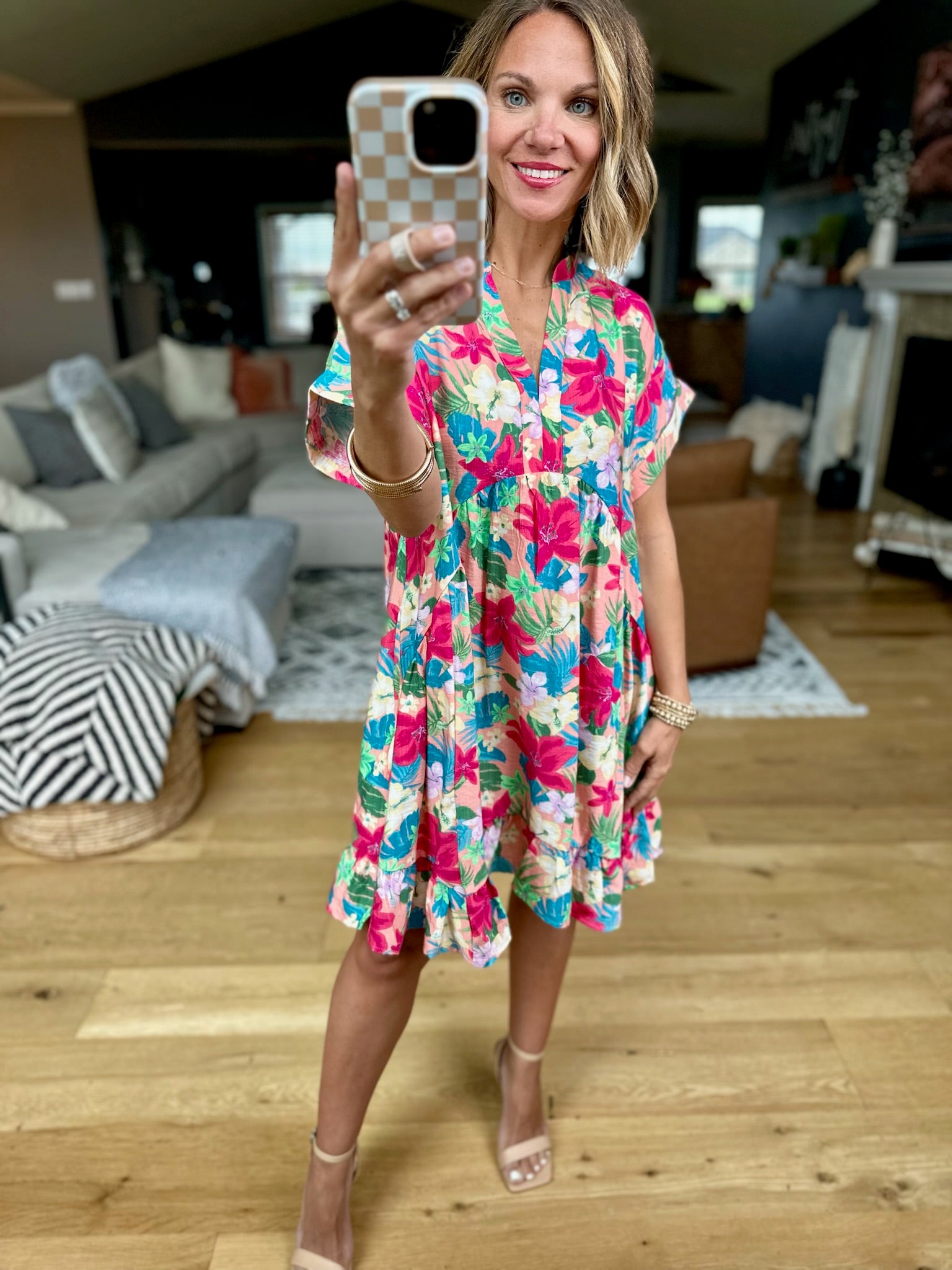 Life In Paradise Floral Pocket Dress - Blush-Easel-Anna Kaytes Boutique, Women's Fashion Boutique in Grinnell, Iowa