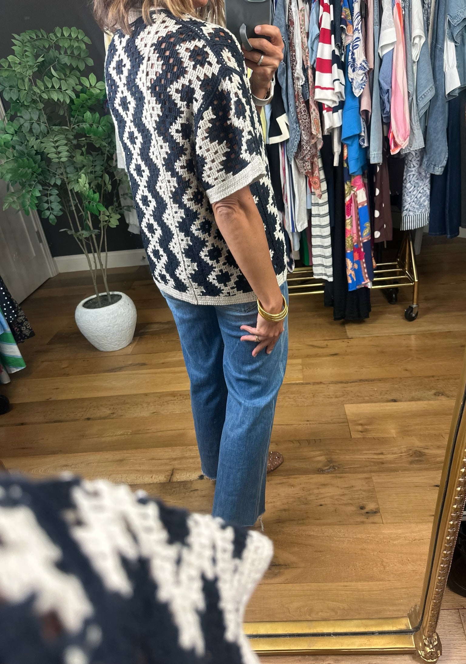 Make You Miss Me Crochet Button-Down Top-Short Sleeves-Doe & Rae-Anna Kaytes Boutique, Women's Fashion Boutique in Grinnell, Iowa