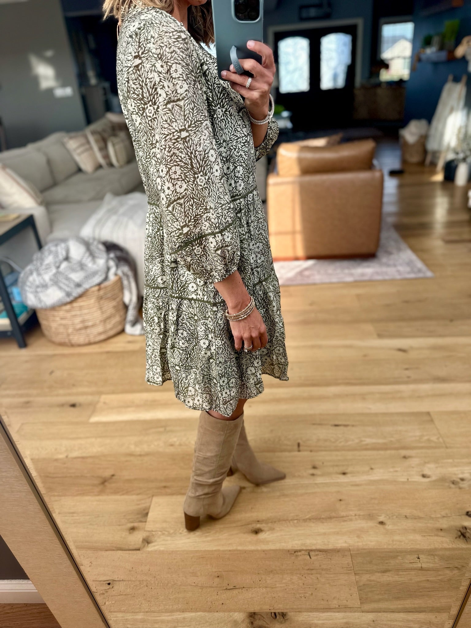 Trusting Fall Floral Dress-Skies Are Blue-Anna Kaytes Boutique, Women's Fashion Boutique in Grinnell, Iowa