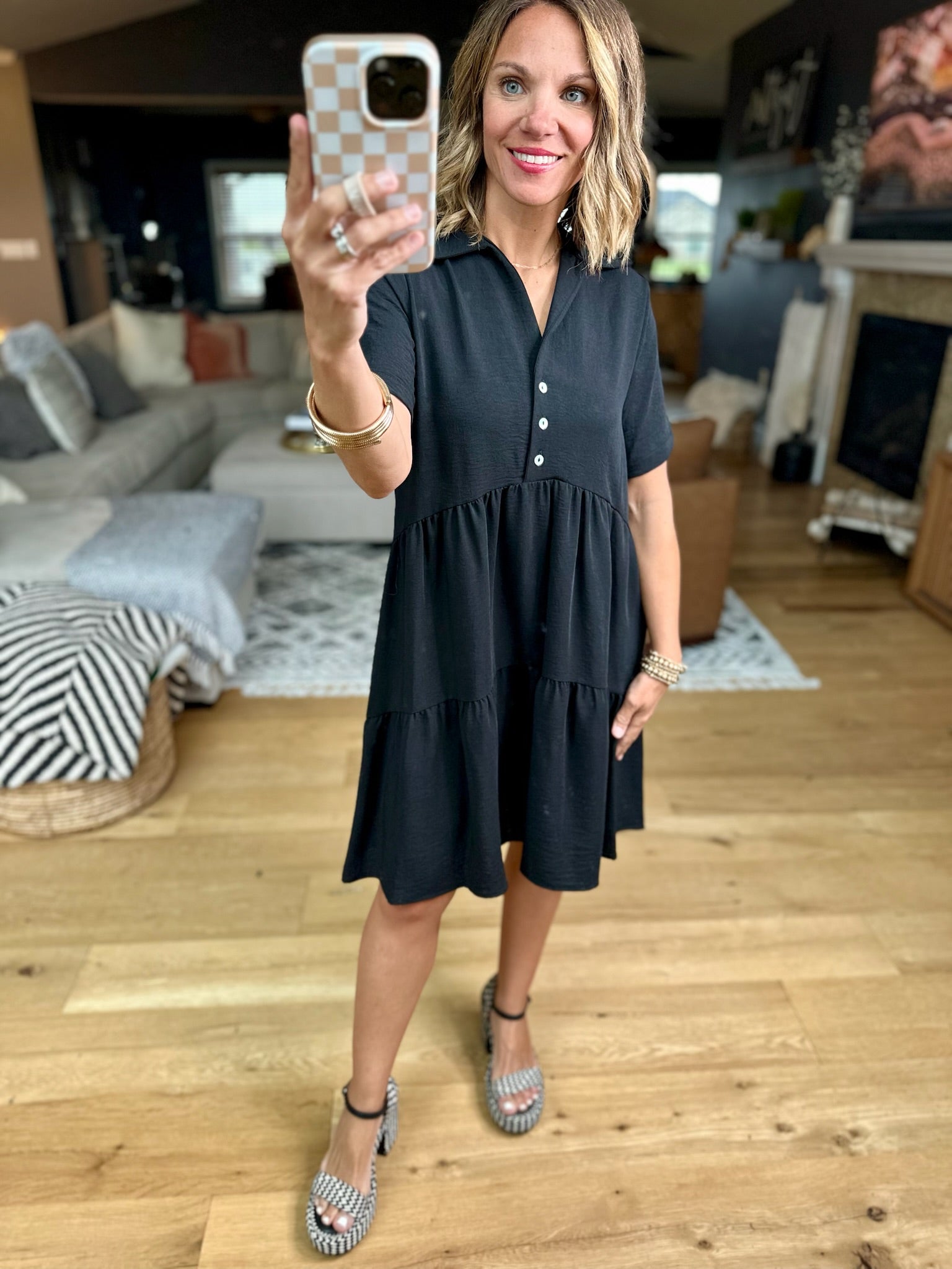 Reasons Why Button-Detail Dress - Black-Dresses-Les Amis-Anna Kaytes Boutique, Women's Fashion Boutique in Grinnell, Iowa