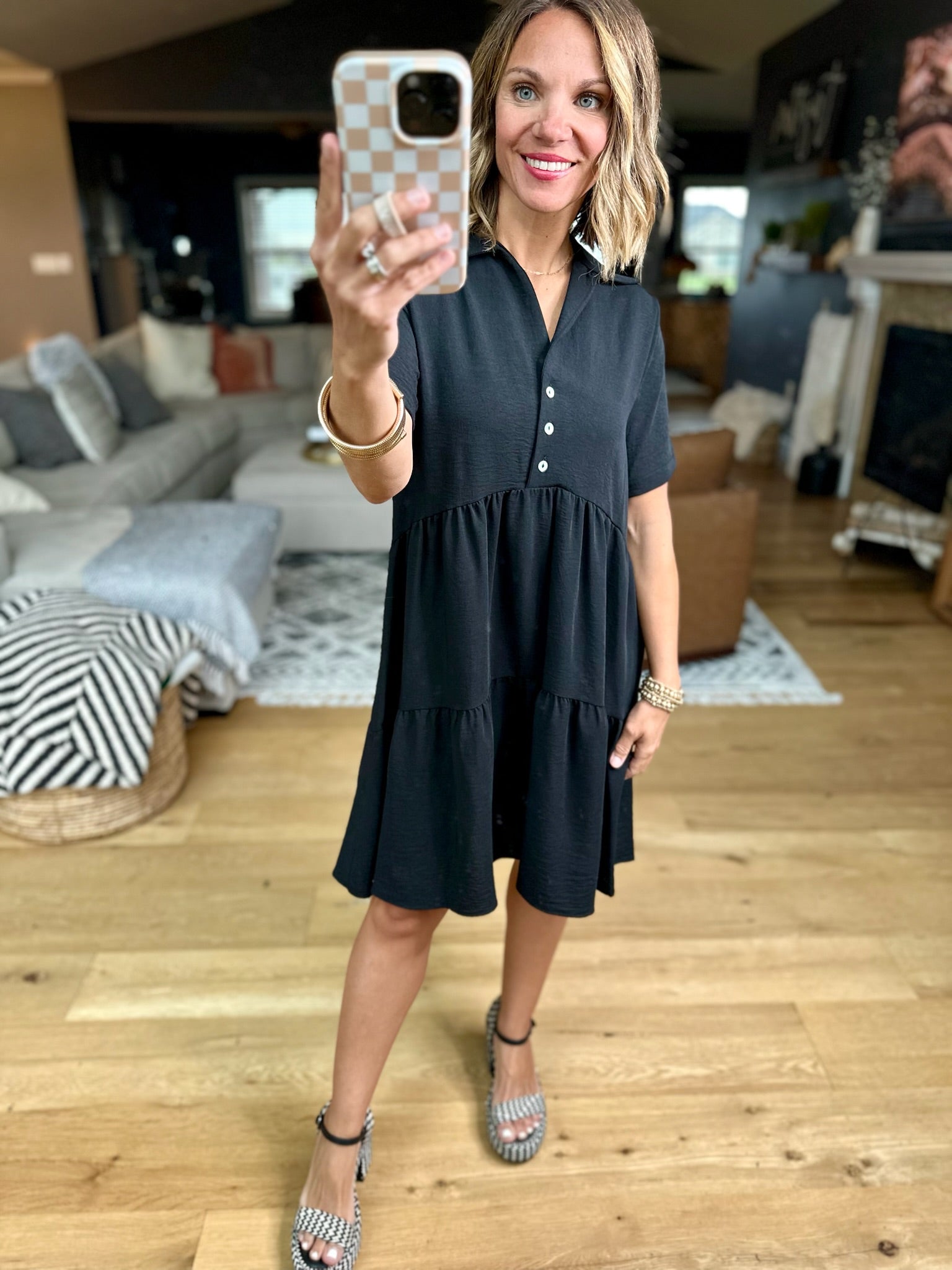 Reasons Why Button-Detail Dress - Black-Dresses-Les Amis-Anna Kaytes Boutique, Women's Fashion Boutique in Grinnell, Iowa