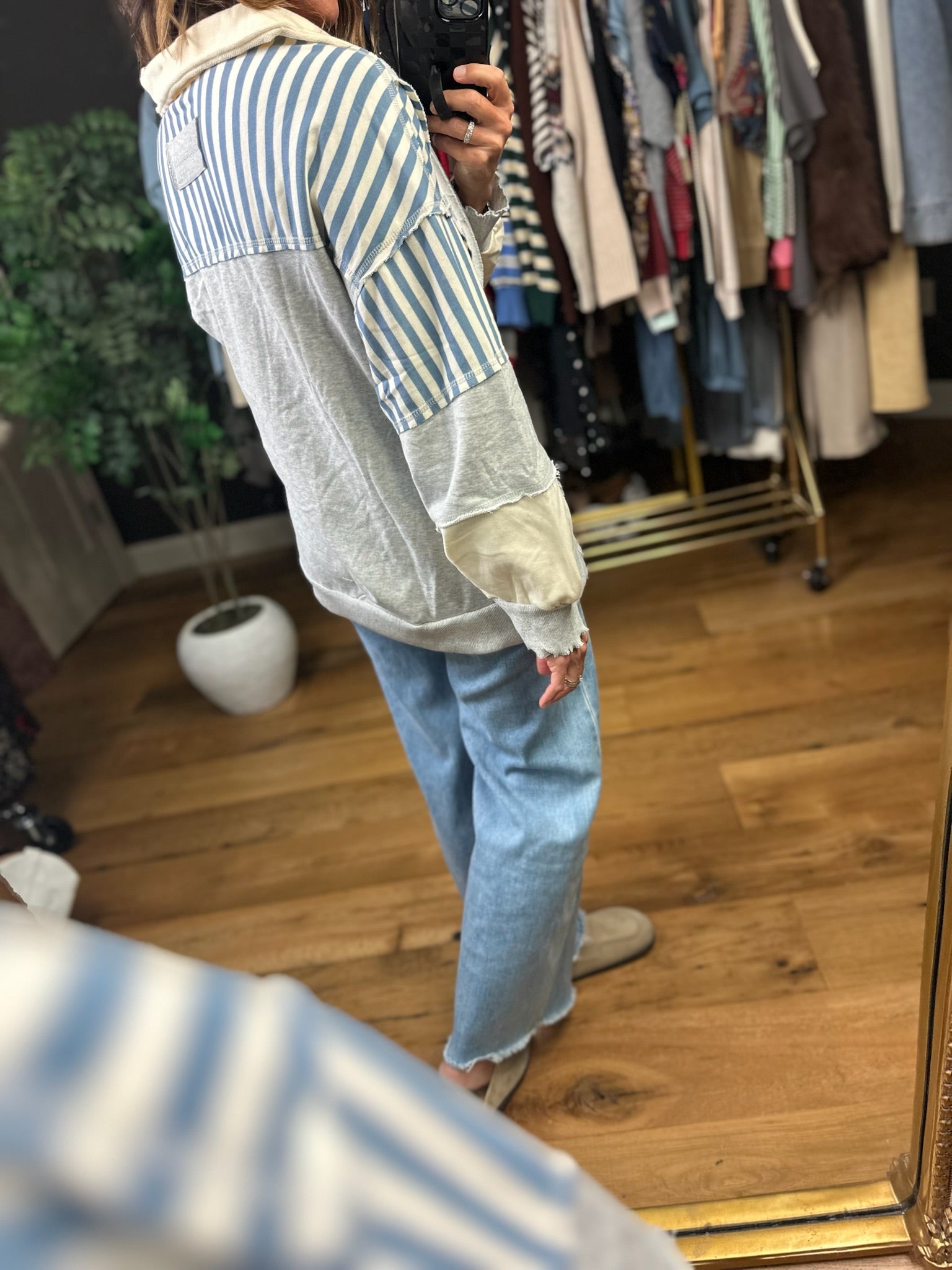 Better Direction Stripe-Detail Pullover-Sweaters-Very J-Anna Kaytes Boutique, Women's Fashion Boutique in Grinnell, Iowa