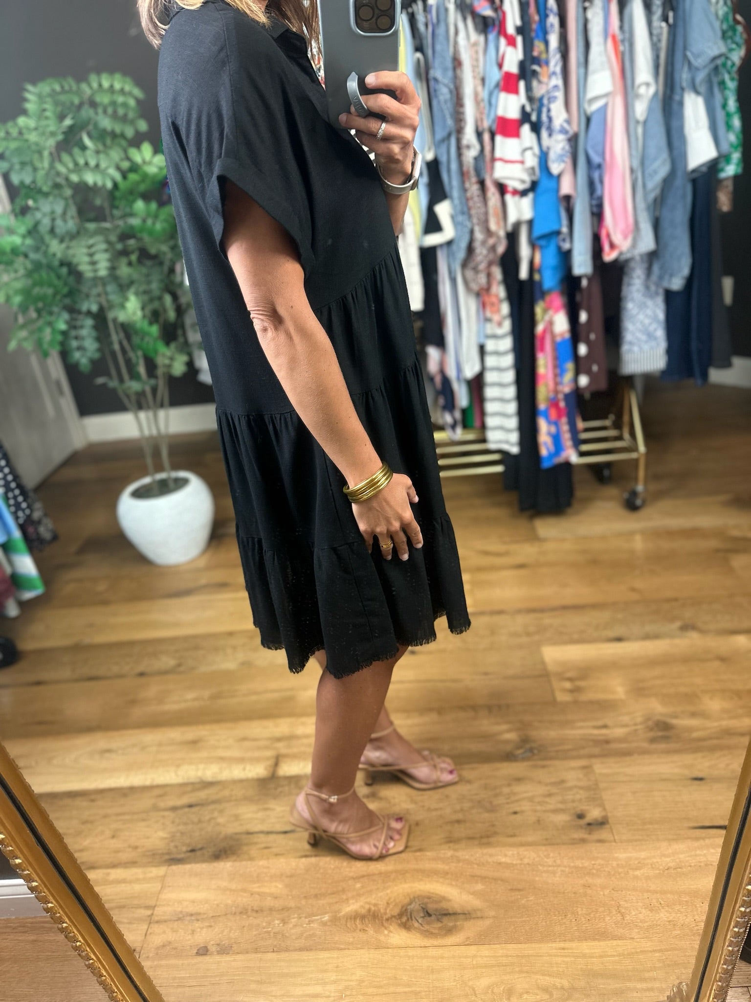 On My Mind Raw-Hem Tiered Dress-Dresses-Umgee-Anna Kaytes Boutique, Women's Fashion Boutique in Grinnell, Iowa