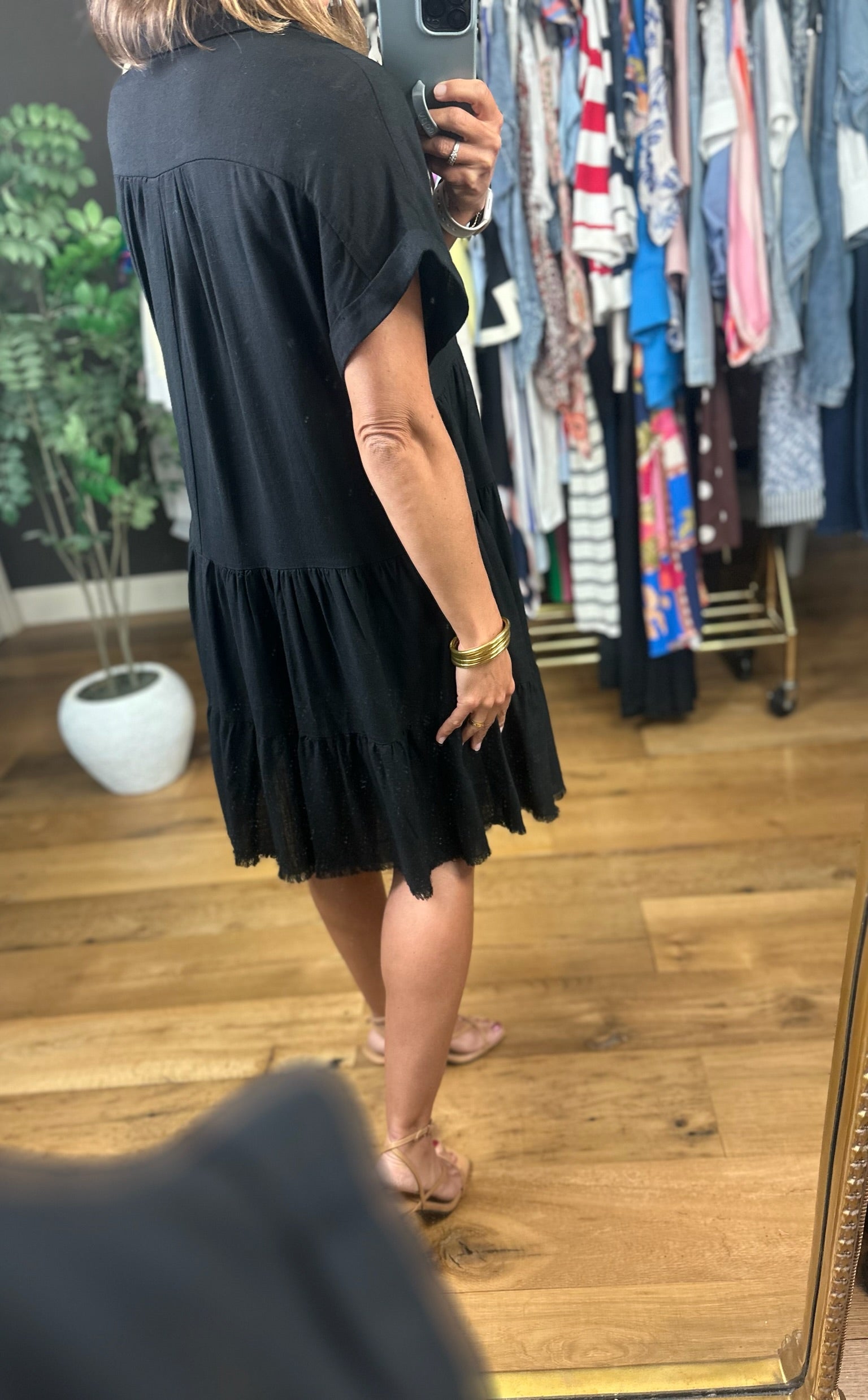 On My Mind Raw-Hem Tiered Dress-Dresses-Umgee-Anna Kaytes Boutique, Women's Fashion Boutique in Grinnell, Iowa