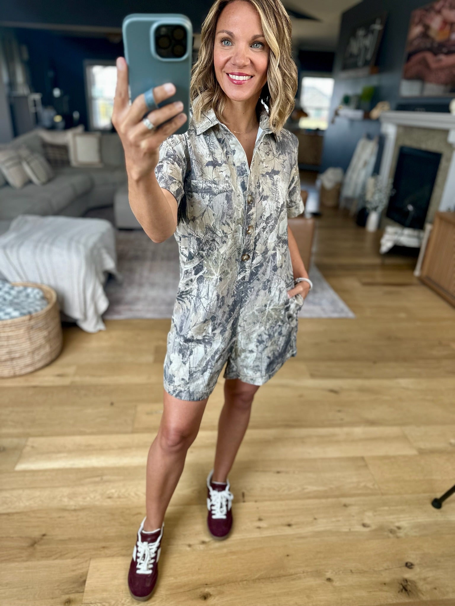 Hunt You Down Camo Romper-Day & Moon-Anna Kaytes Boutique, Women's Fashion Boutique in Grinnell, Iowa