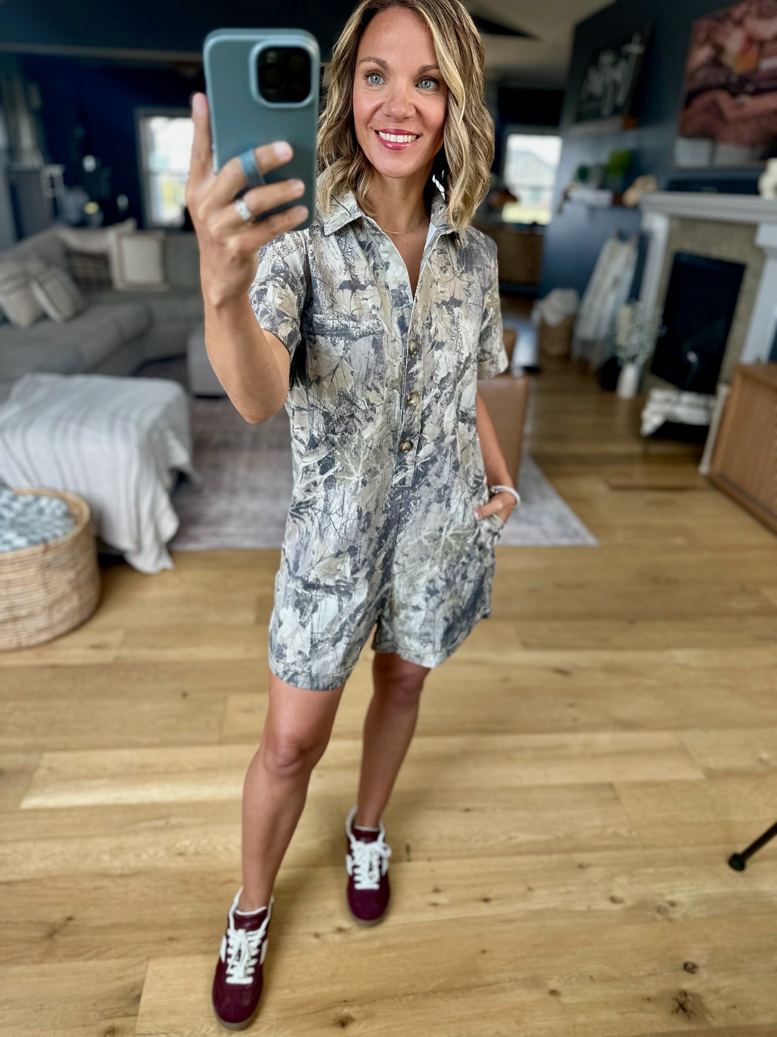 Hunt You Down Camo Romper-Day & Moon-Anna Kaytes Boutique, Women's Fashion Boutique in Grinnell, Iowa