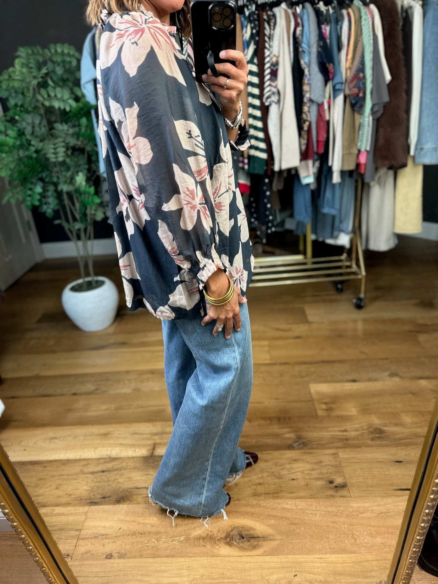 In No Time Floral Top-Long Sleeves-Umgee-Anna Kaytes Boutique, Women's Fashion Boutique in Grinnell, Iowa