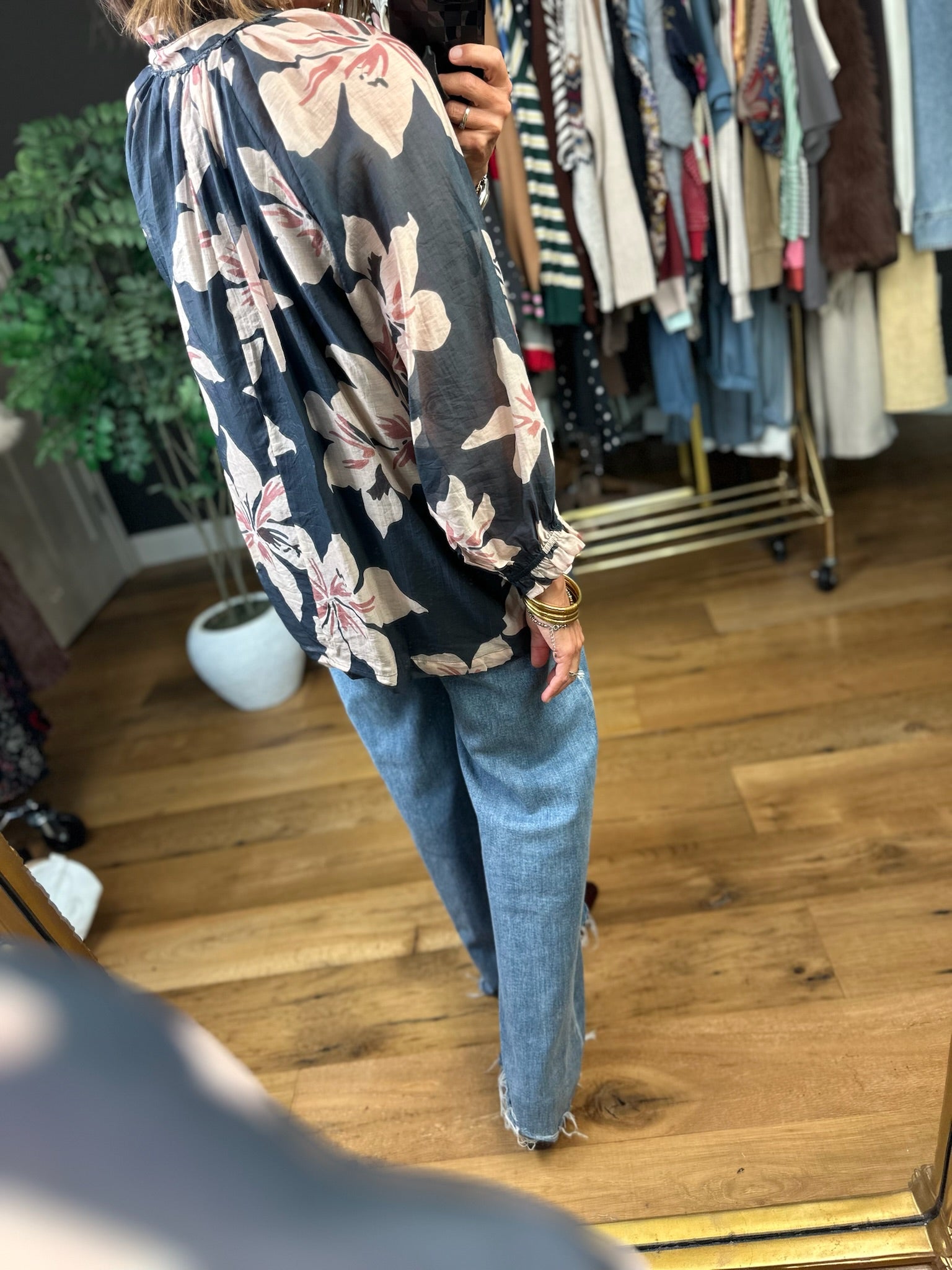 In No Time Floral Top-Long Sleeves-Umgee-Anna Kaytes Boutique, Women's Fashion Boutique in Grinnell, Iowa
