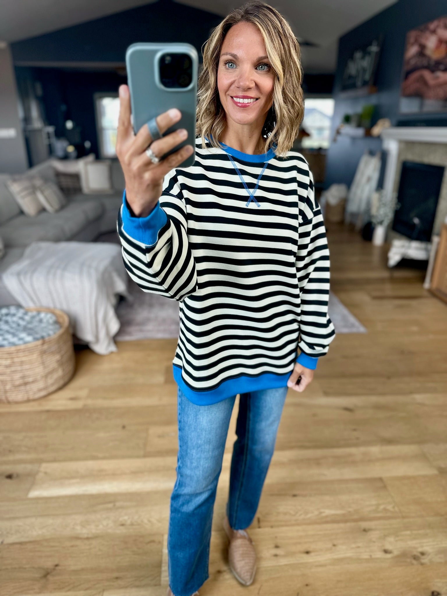 Easy Going Striped Crew-sweater-Fate-Anna Kaytes Boutique, Women's Fashion Boutique in Grinnell, Iowa