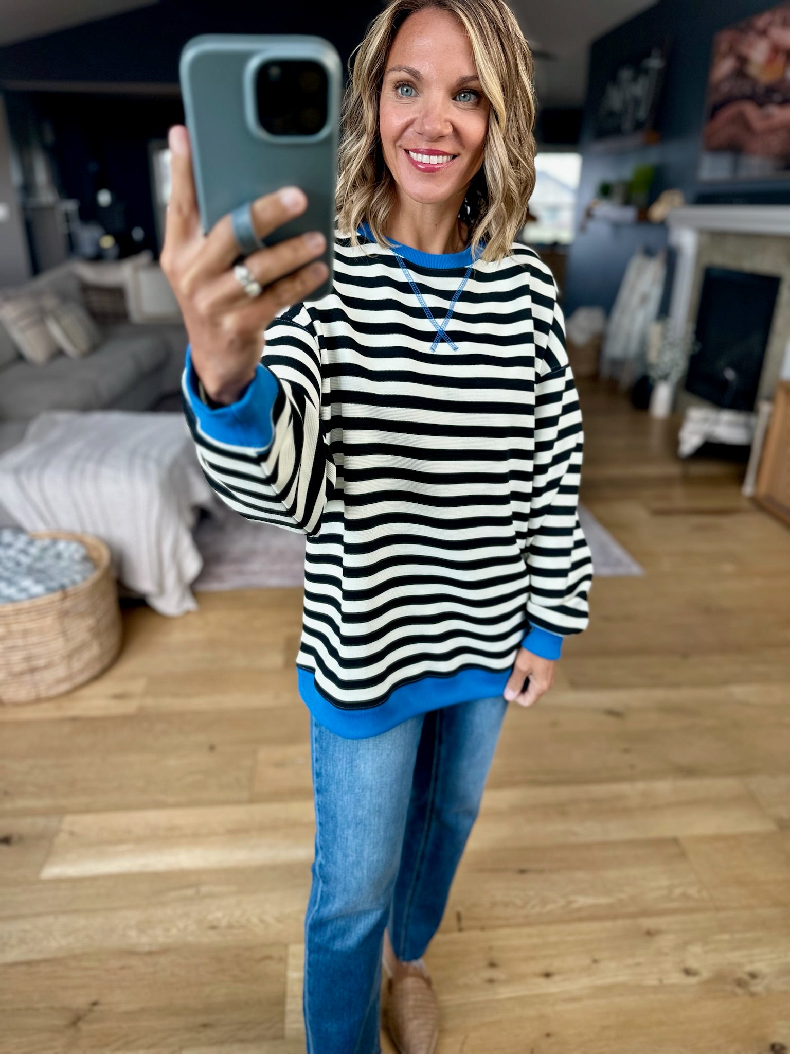Easy Going Striped Crew-sweater-Fate-Anna Kaytes Boutique, Women's Fashion Boutique in Grinnell, Iowa
