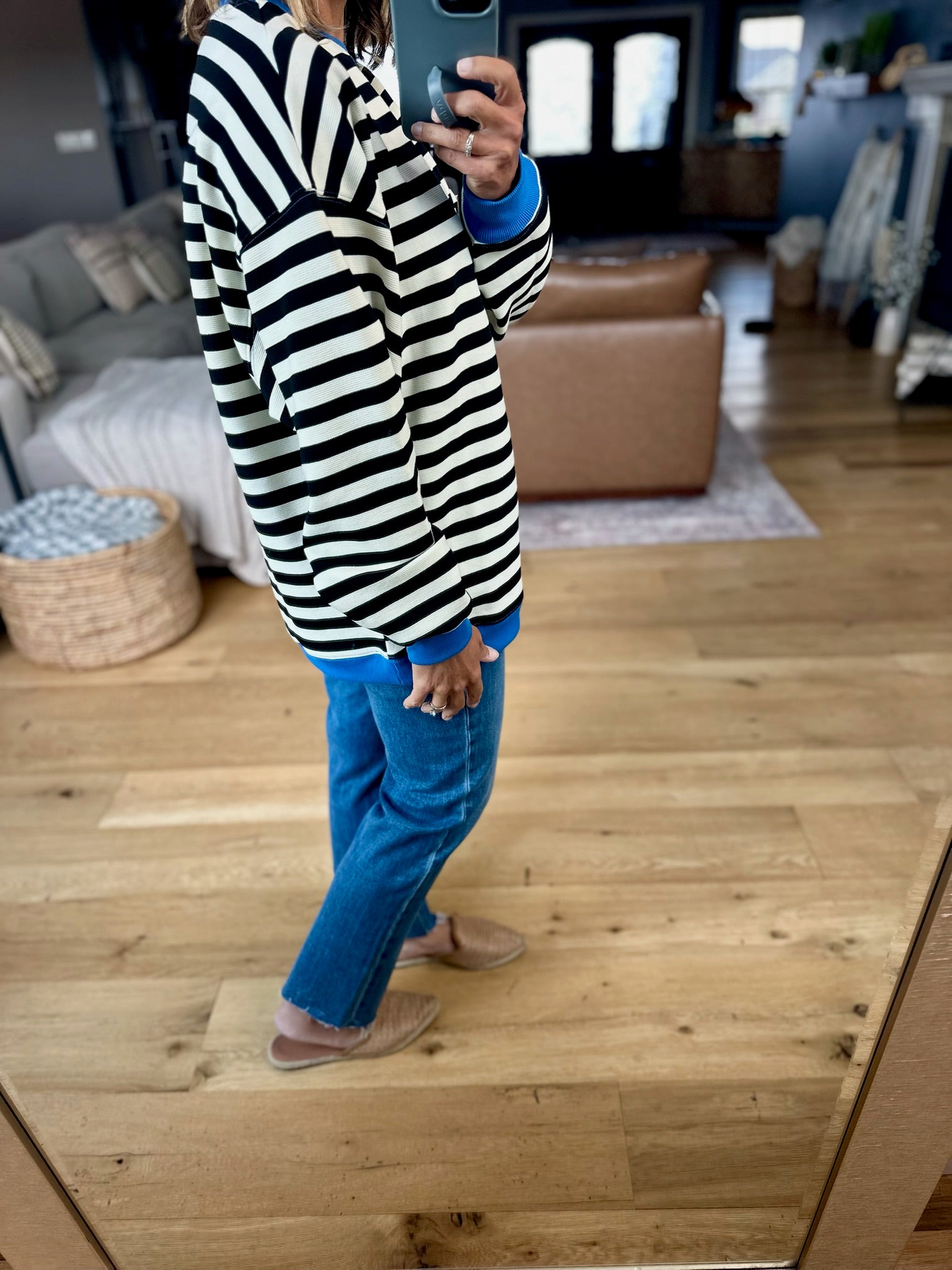 Easy Going Striped Crew-sweater-Fate-Anna Kaytes Boutique, Women's Fashion Boutique in Grinnell, Iowa
