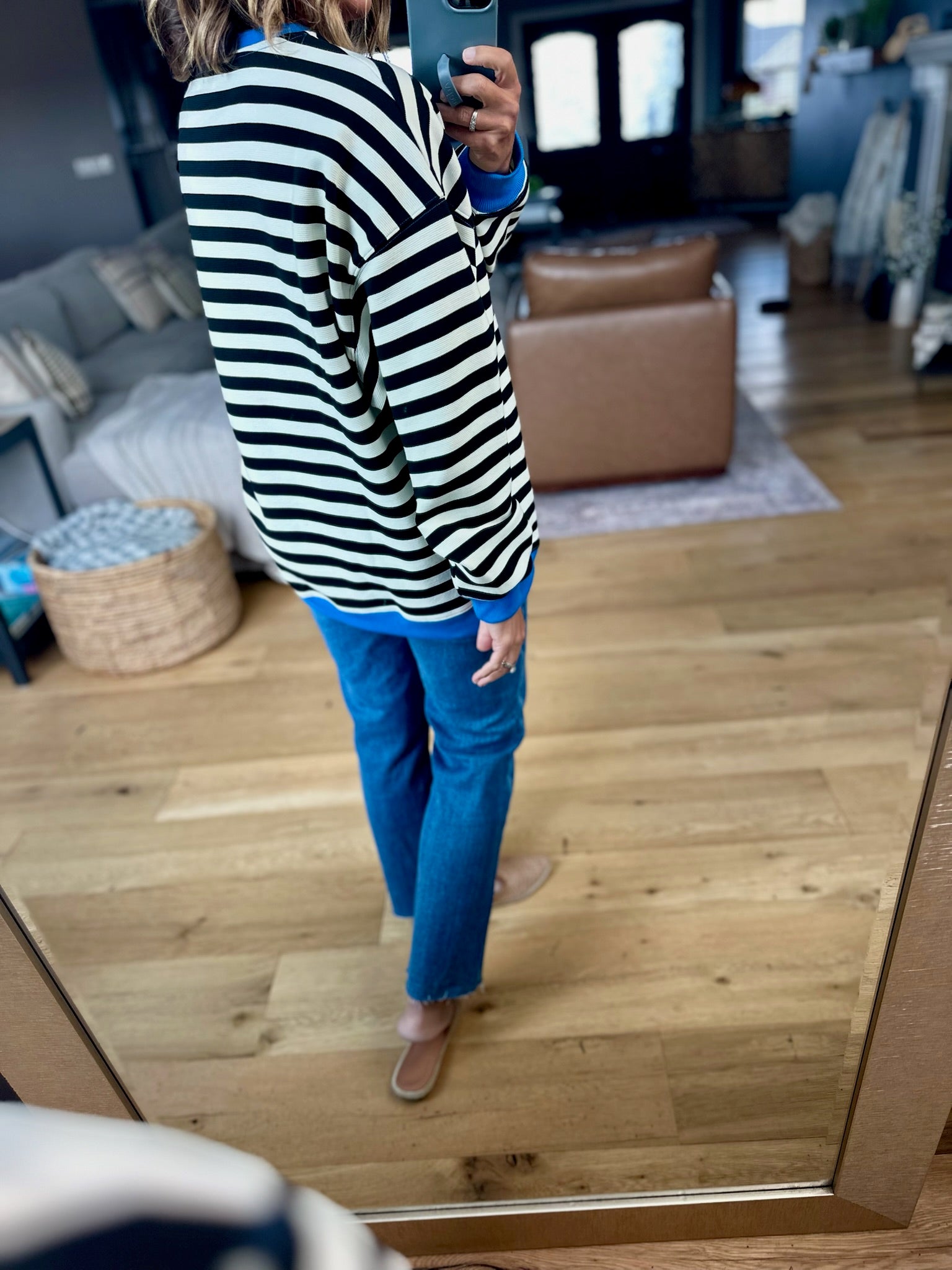 Easy Going Striped Crew-sweater-Fate-Anna Kaytes Boutique, Women's Fashion Boutique in Grinnell, Iowa