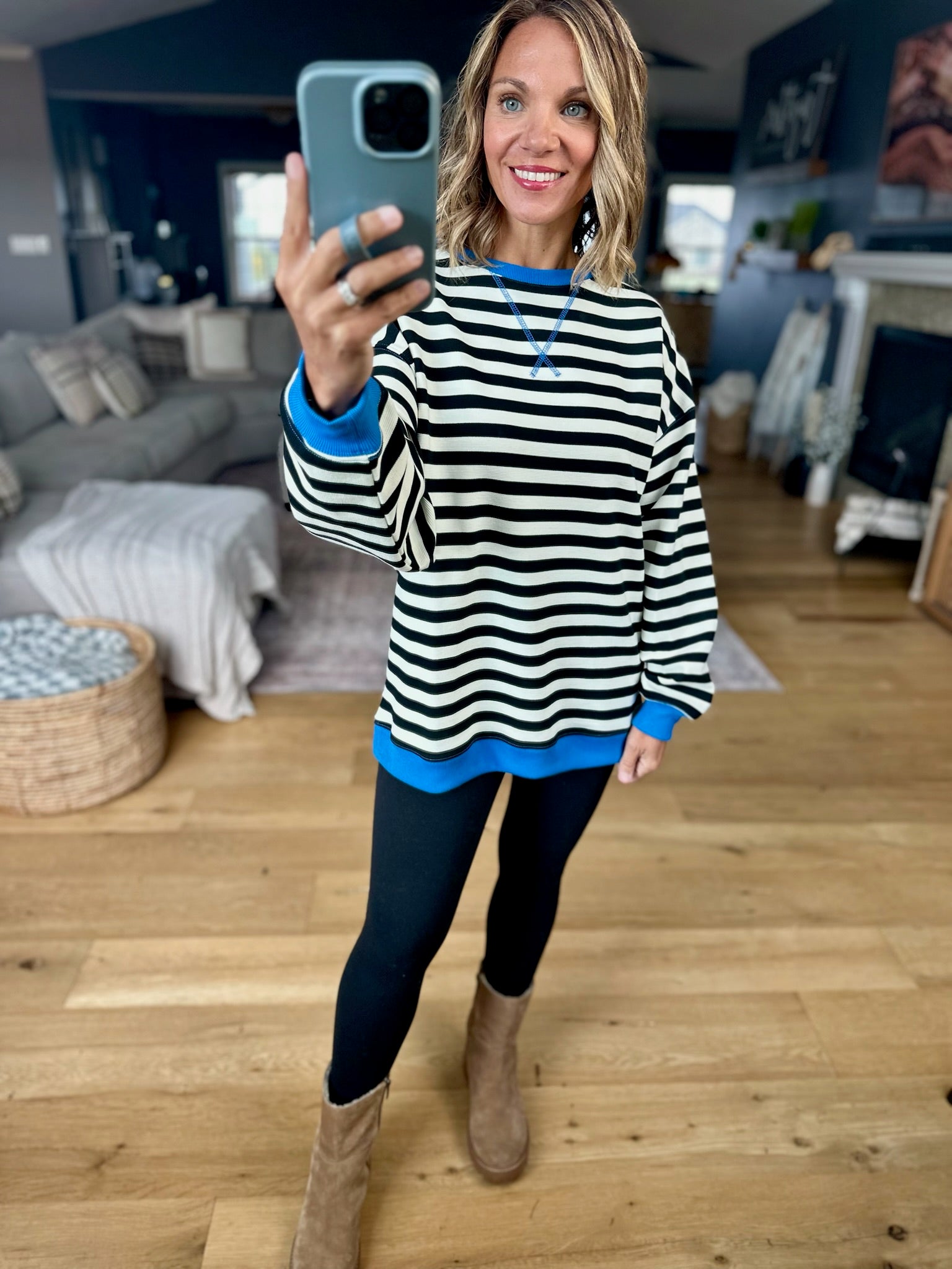 Easy Going Striped Crew-sweater-Fate-Anna Kaytes Boutique, Women's Fashion Boutique in Grinnell, Iowa