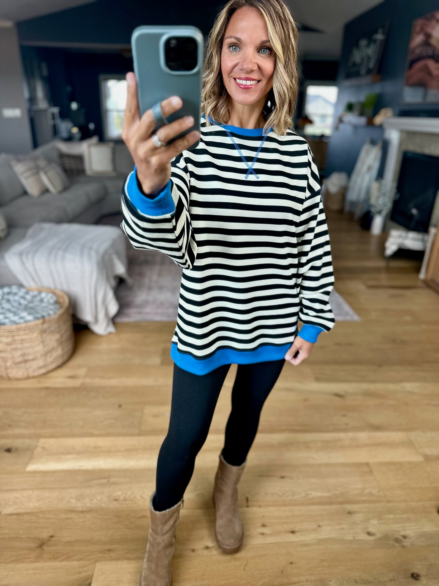 Easy Going Striped Crew-sweater-Fate-Anna Kaytes Boutique, Women's Fashion Boutique in Grinnell, Iowa