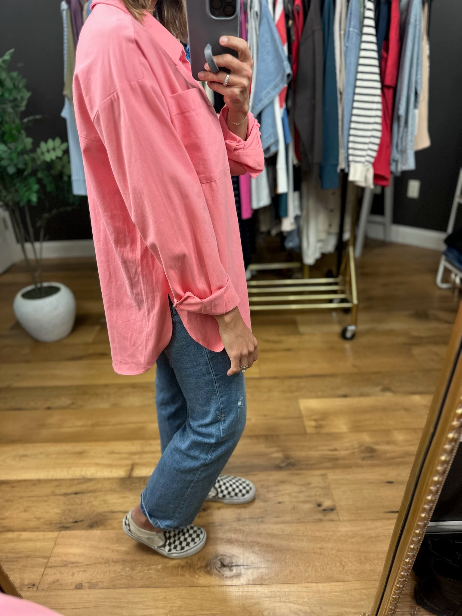 Side Note Oversized Button-Down-Long Sleeves-Wishlist-Anna Kaytes Boutique, Women's Fashion Boutique in Grinnell, Iowa