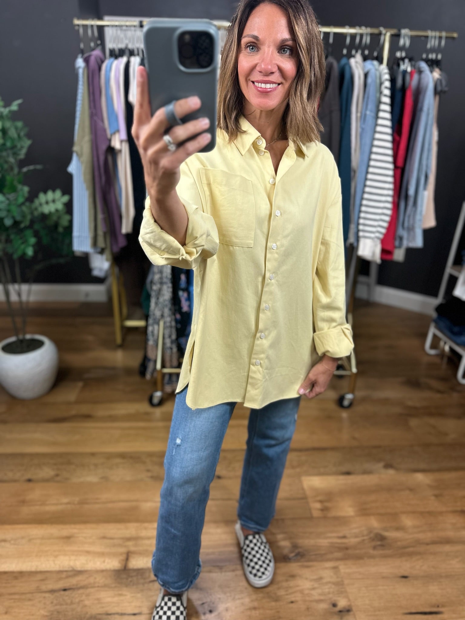 Side Note Oversized Button-Down-Long Sleeves-Wishlist-Anna Kaytes Boutique, Women's Fashion Boutique in Grinnell, Iowa