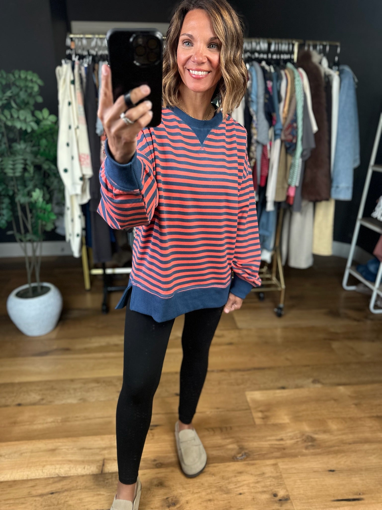 Can't Keep Me Away Striped Crew-Sweaters-Very J-Anna Kaytes Boutique, Women's Fashion Boutique in Grinnell, Iowa