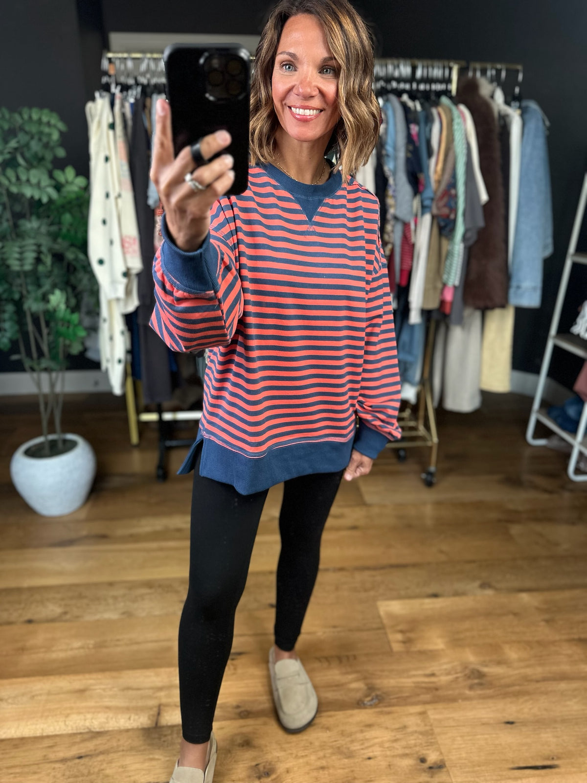 Can't Keep Me Away Striped Crew-Sweaters-Very J-Anna Kaytes Boutique, Women's Fashion Boutique in Grinnell, Iowa