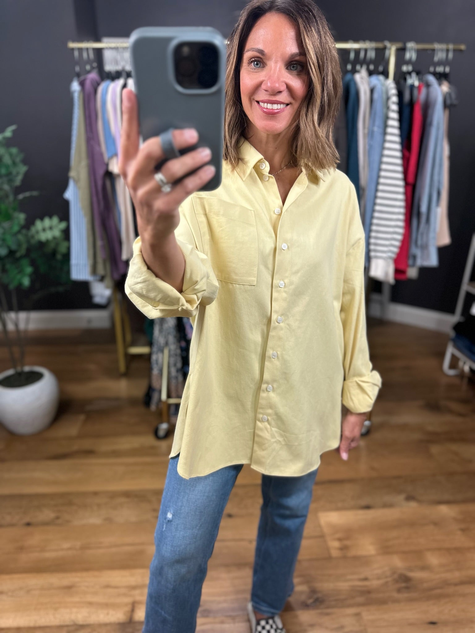 Side Note Oversized Button-Down-Long Sleeves-Wishlist-Anna Kaytes Boutique, Women's Fashion Boutique in Grinnell, Iowa