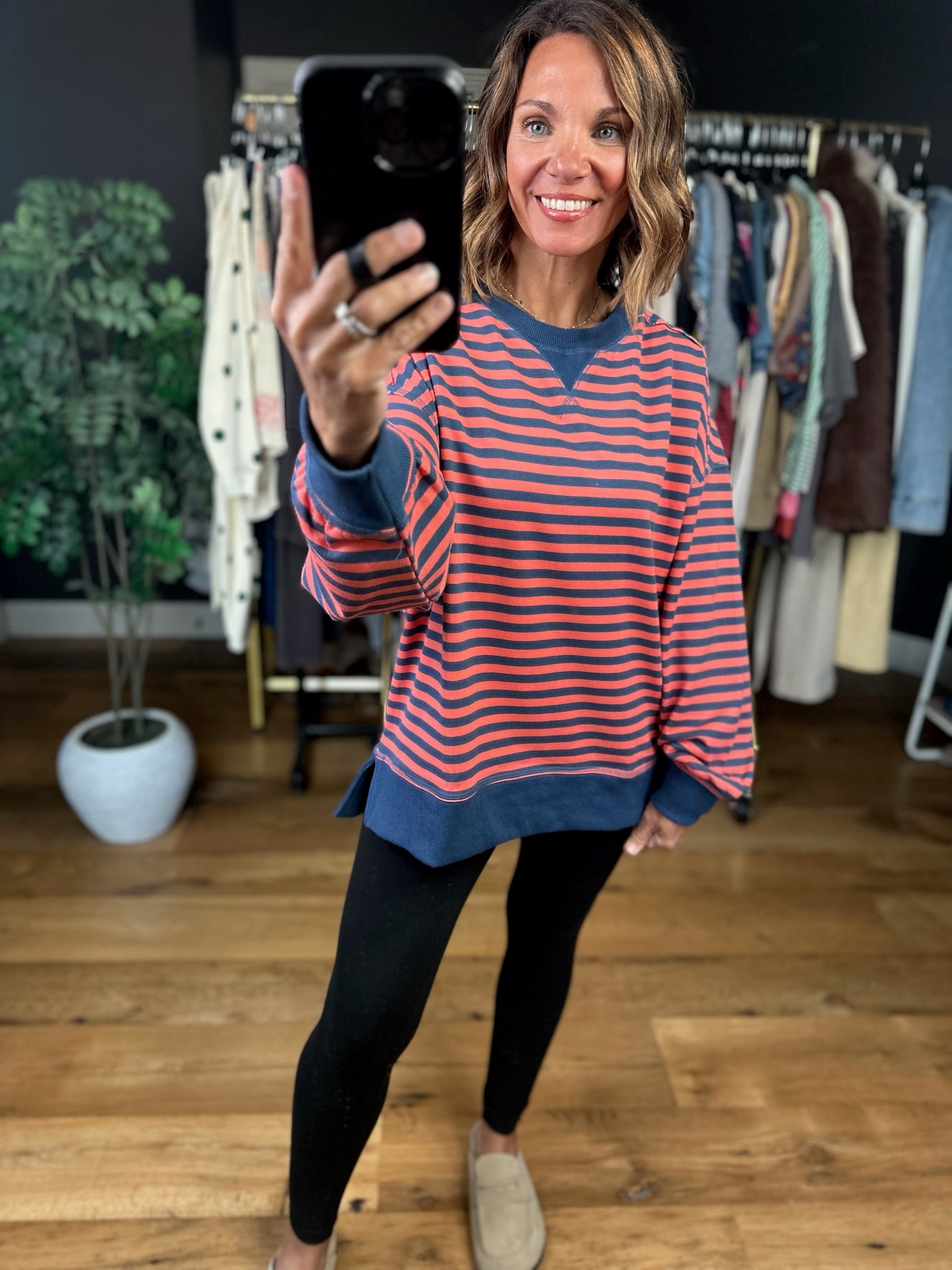 Can't Keep Me Away Striped Crew-Sweaters-Very J-Anna Kaytes Boutique, Women's Fashion Boutique in Grinnell, Iowa