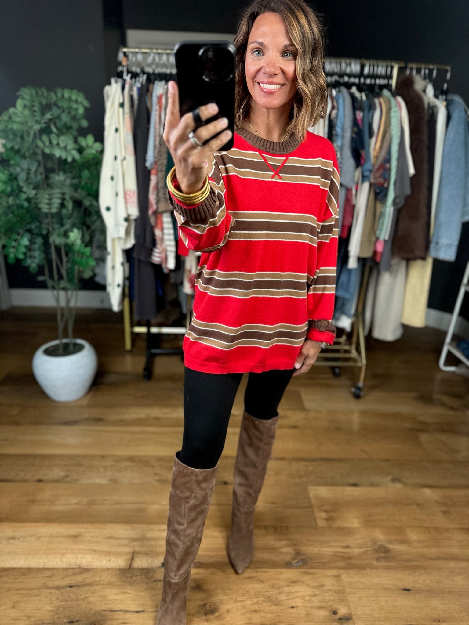 Weekends Away Striped Knit-Sweaters-Very J-Anna Kaytes Boutique, Women's Fashion Boutique in Grinnell, Iowa