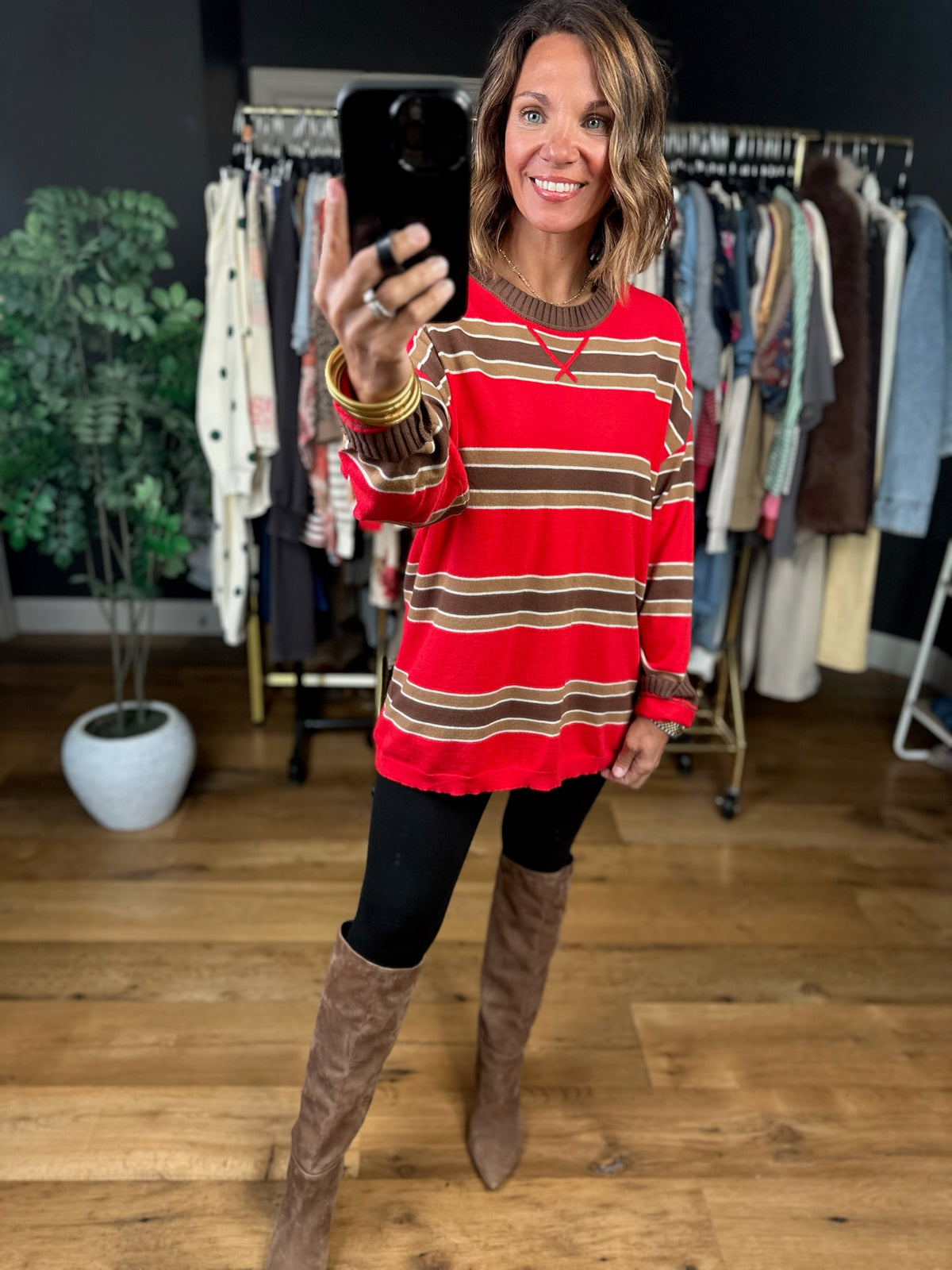 Weekends Away Striped Knit-Sweaters-Very J-Anna Kaytes Boutique, Women's Fashion Boutique in Grinnell, Iowa