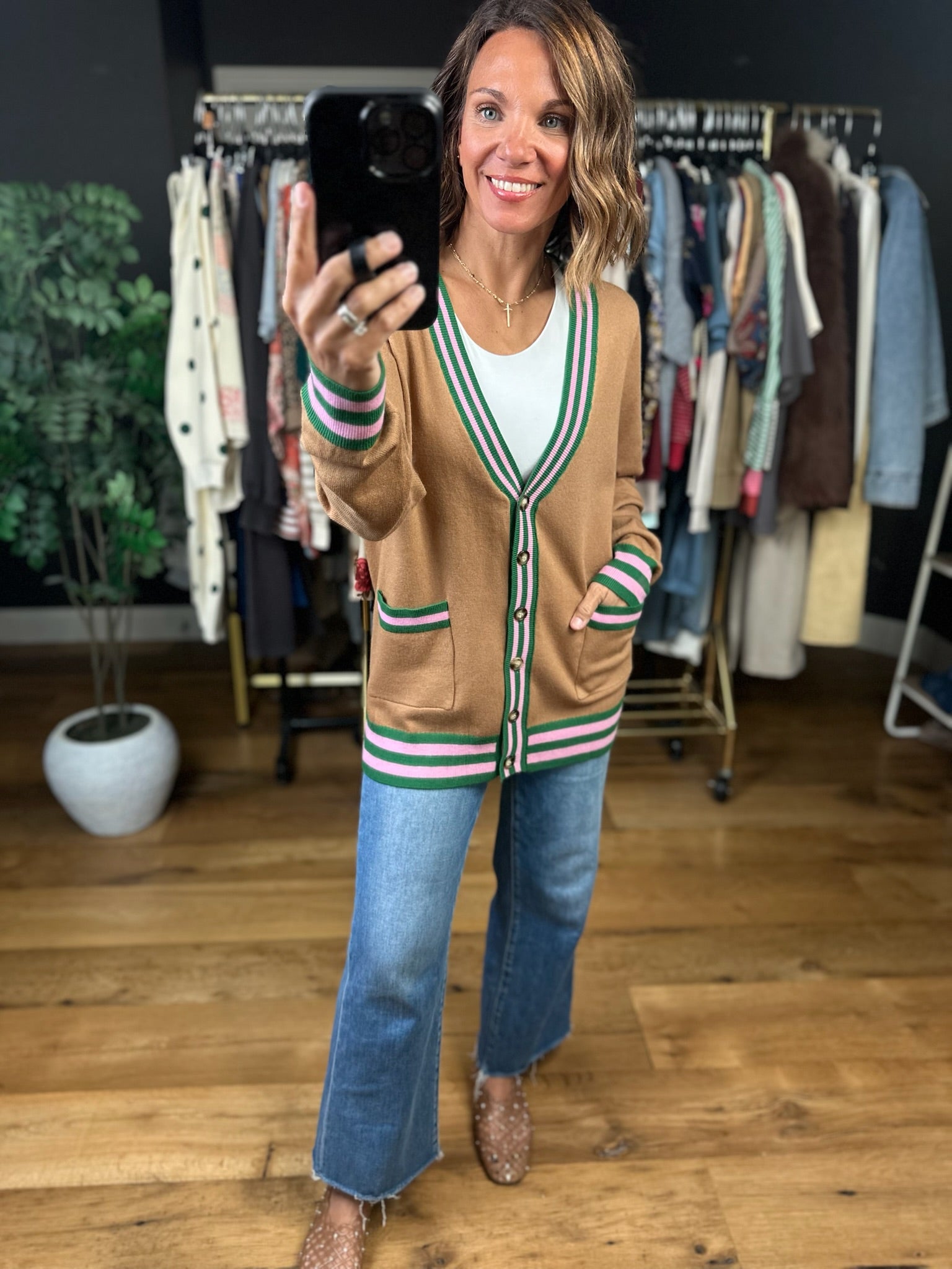 In The Past Varsity Cardigan-Sweaters-Fate-Anna Kaytes Boutique, Women's Fashion Boutique in Grinnell, Iowa
