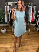 Where I'm At Striped Chambray Dress-Dresses-Blu Pepper-Anna Kaytes Boutique, Women's Fashion Boutique in Grinnell, Iowa