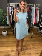 Where I'm At Striped Chambray Dress-Dresses-Blu Pepper-Anna Kaytes Boutique, Women's Fashion Boutique in Grinnell, Iowa