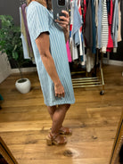 Where I'm At Striped Chambray Dress-Dresses-Blu Pepper-Anna Kaytes Boutique, Women's Fashion Boutique in Grinnell, Iowa