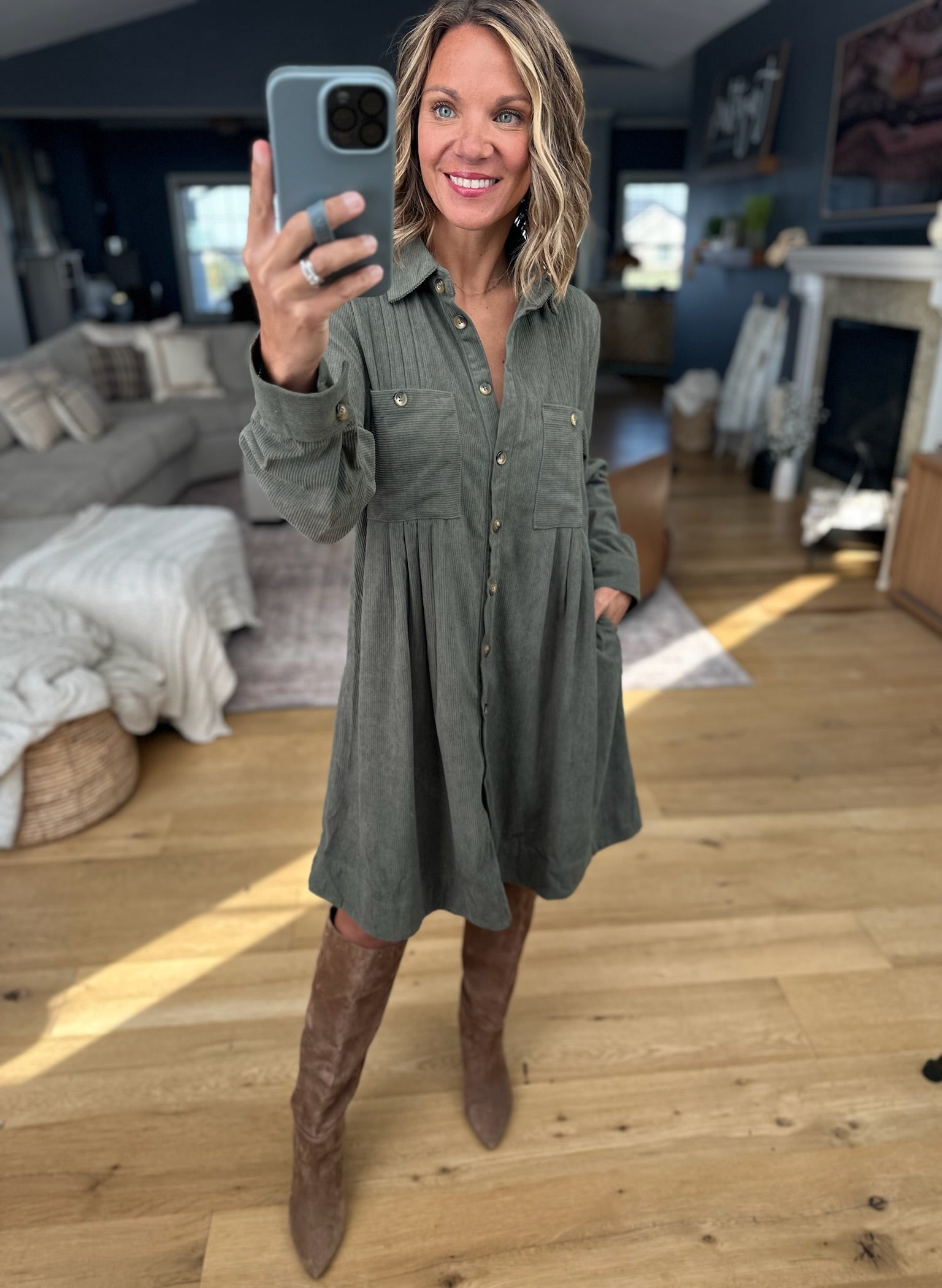 Take Your Time Corded Shirt Dress-Anniewear-Anna Kaytes Boutique, Women's Fashion Boutique in Grinnell, Iowa