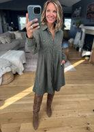 Take Your Time Corded Shirt Dress-Anniewear-Anna Kaytes Boutique, Women's Fashion Boutique in Grinnell, Iowa