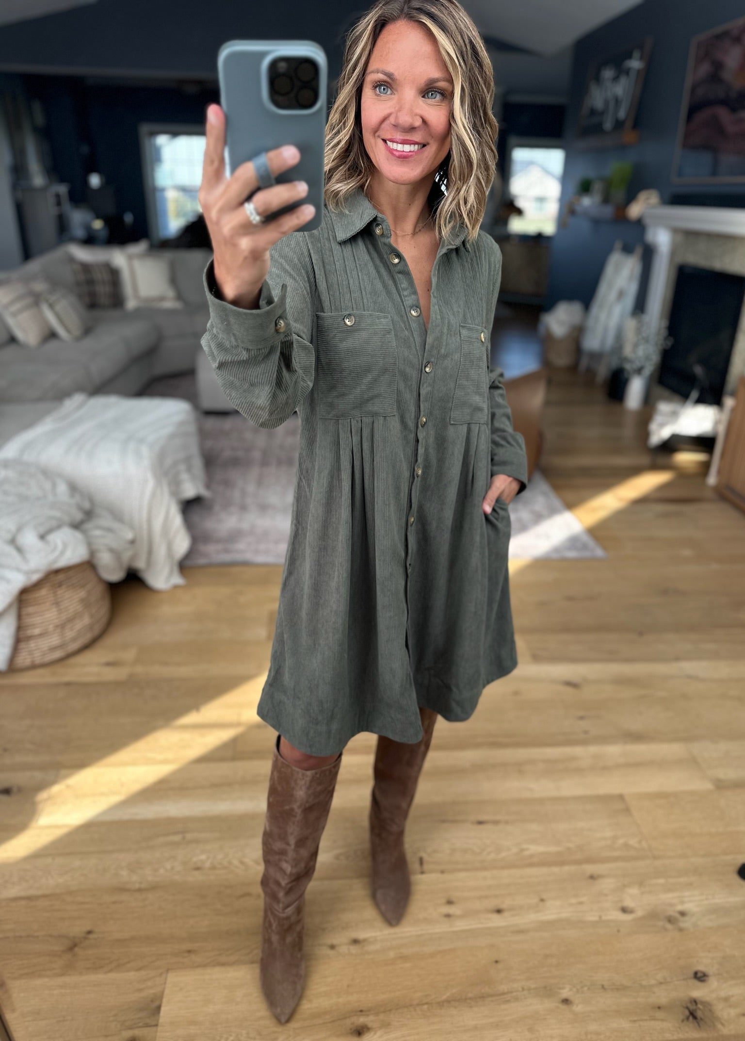 Take Your Time Corded Shirt Dress-Anniewear-Anna Kaytes Boutique, Women's Fashion Boutique in Grinnell, Iowa