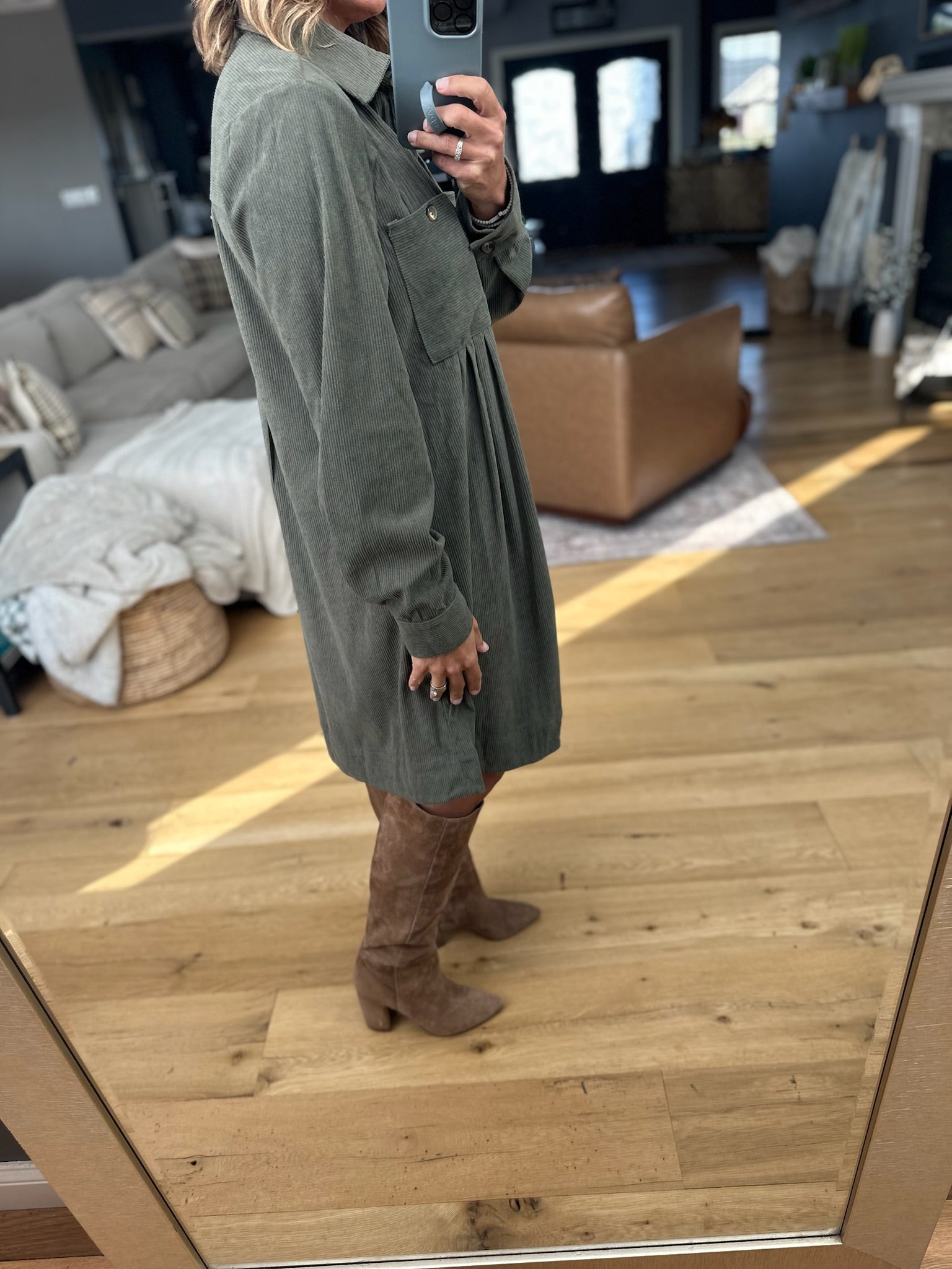 Take Your Time Corded Shirt Dress-Anniewear-Anna Kaytes Boutique, Women's Fashion Boutique in Grinnell, Iowa