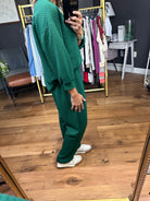 Staying In Textured Set - Emerald-Be Cool-Anna Kaytes Boutique, Women's Fashion Boutique in Grinnell, Iowa