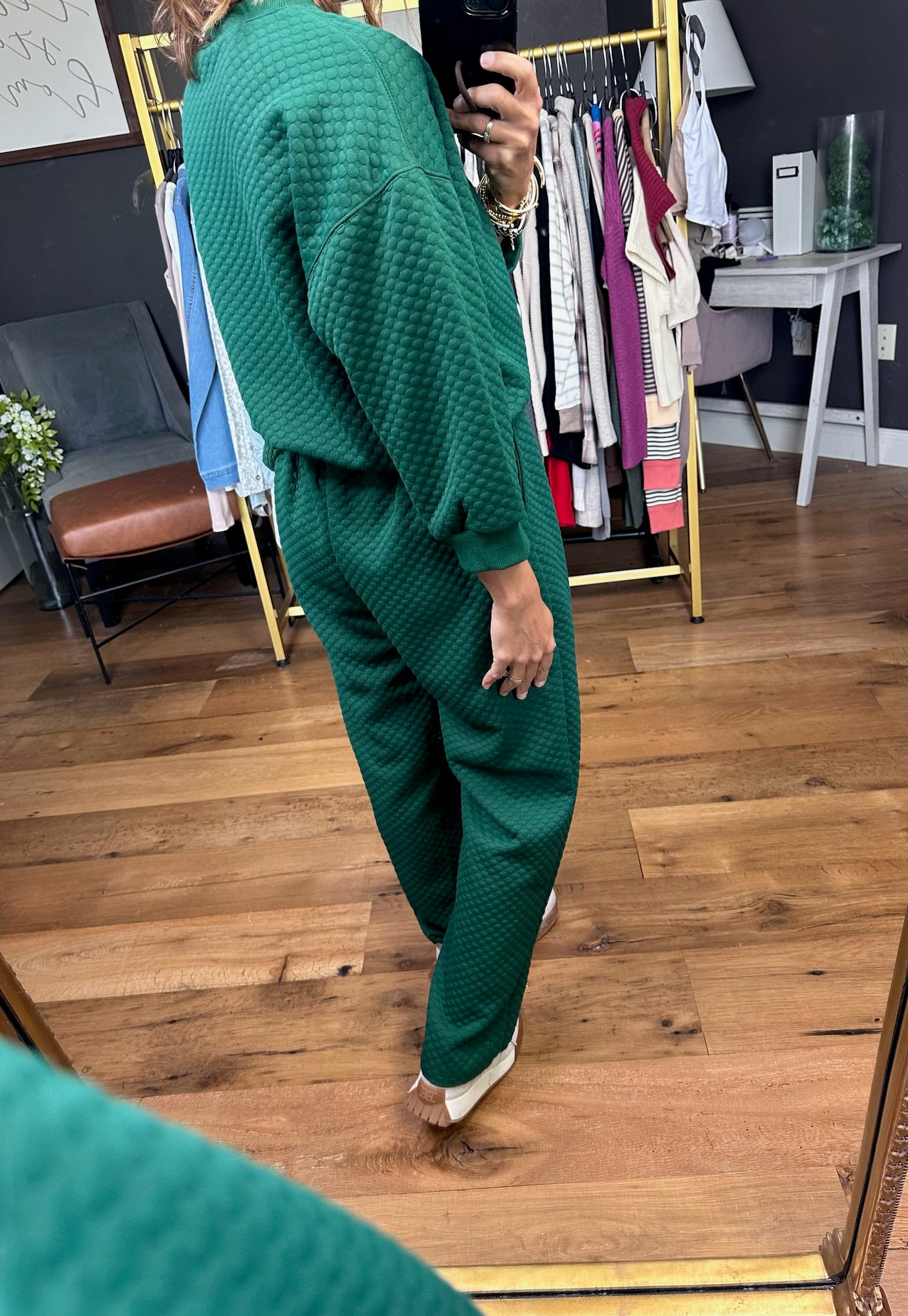 Staying In Textured Set - Emerald-Be Cool-Anna Kaytes Boutique, Women's Fashion Boutique in Grinnell, Iowa