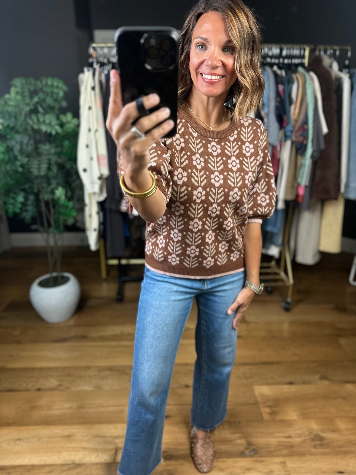 Remember Me Patterned Knit Top-Sweaters-She & Sky-Anna Kaytes Boutique, Women's Fashion Boutique in Grinnell, Iowa
