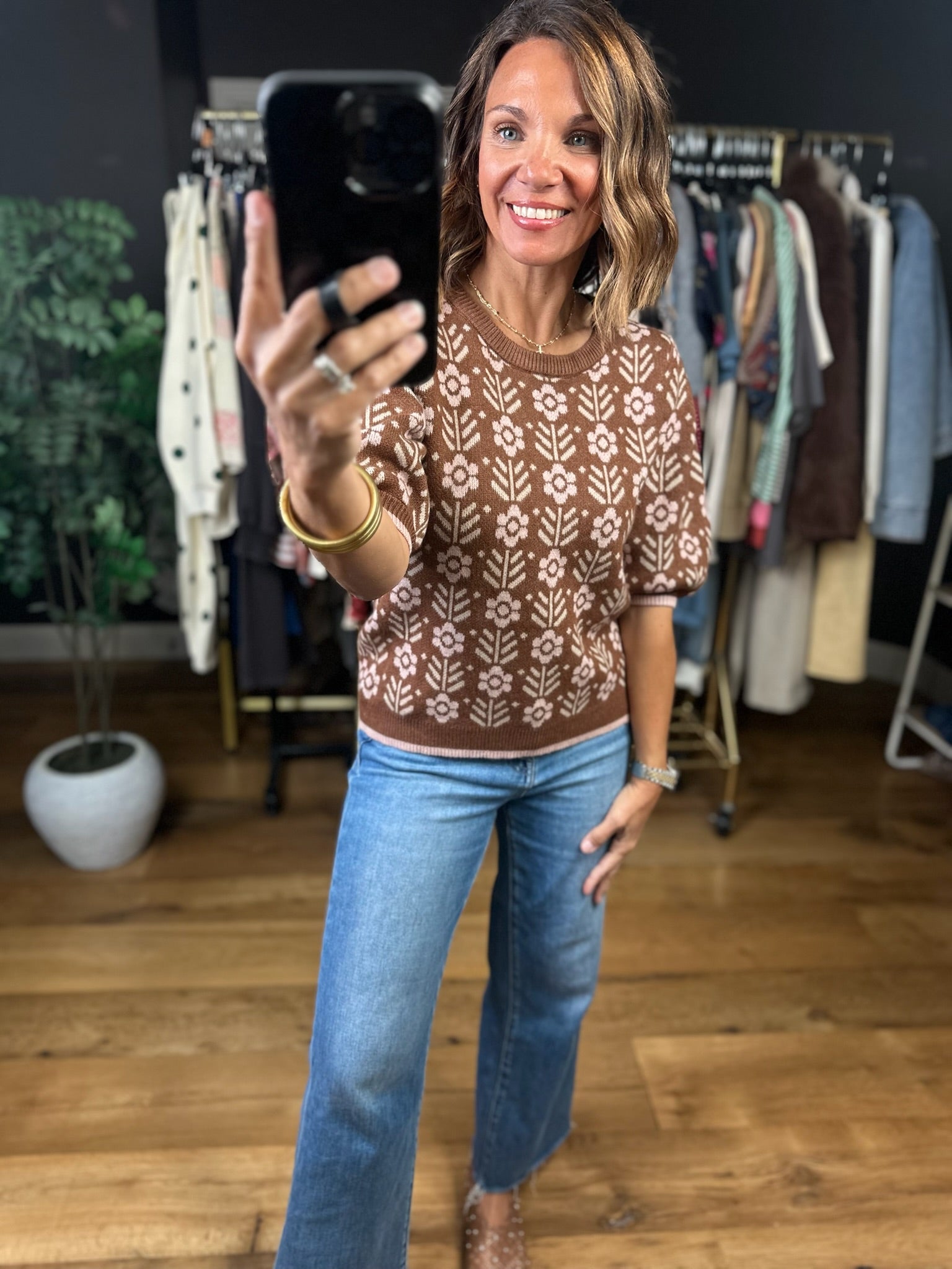 Remember Me Patterned Knit Top-Sweaters-She & Sky-Anna Kaytes Boutique, Women's Fashion Boutique in Grinnell, Iowa