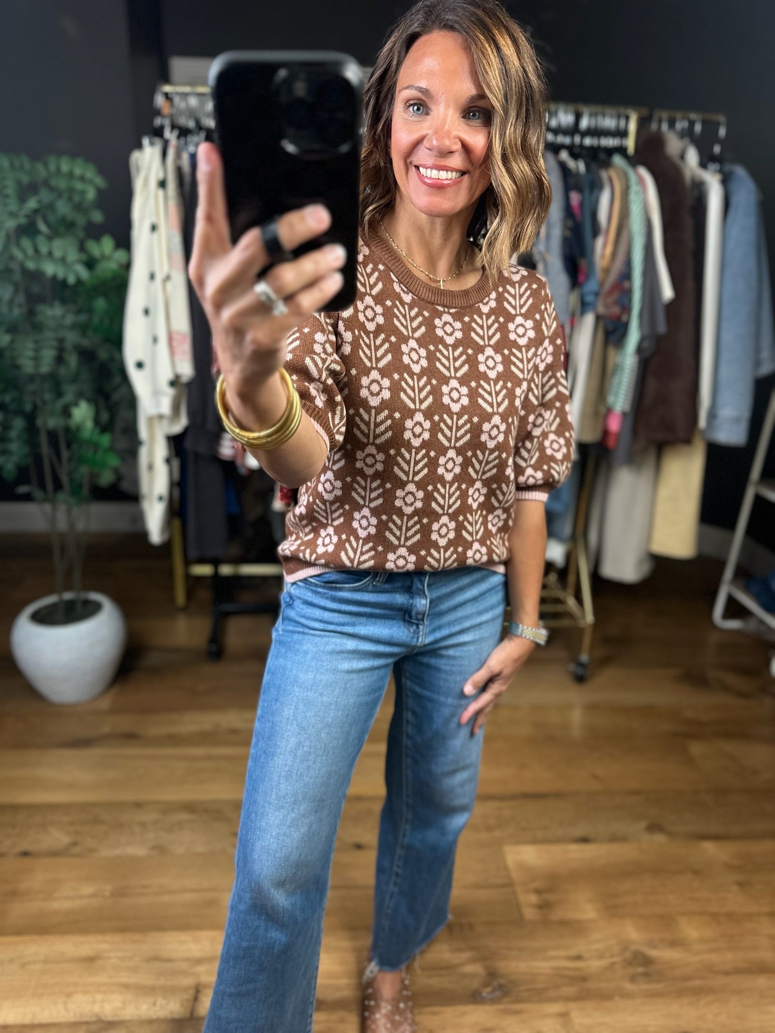 Remember Me Patterned Knit Top-Sweaters-She & Sky-Anna Kaytes Boutique, Women's Fashion Boutique in Grinnell, Iowa