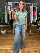 Spring Ahead Eyelet Flutter Sleeve Top-Short Sleeves-Hem & Thread-Anna Kaytes Boutique, Women's Fashion Boutique in Grinnell, Iowa