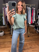 Spring Ahead Eyelet Flutter Sleeve Top-Short Sleeves-Hem & Thread-Anna Kaytes Boutique, Women's Fashion Boutique in Grinnell, Iowa