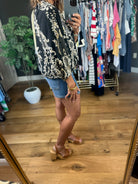 Closer To Love Patterned Top-Short Sleeves-Umgee-Anna Kaytes Boutique, Women's Fashion Boutique in Grinnell, Iowa