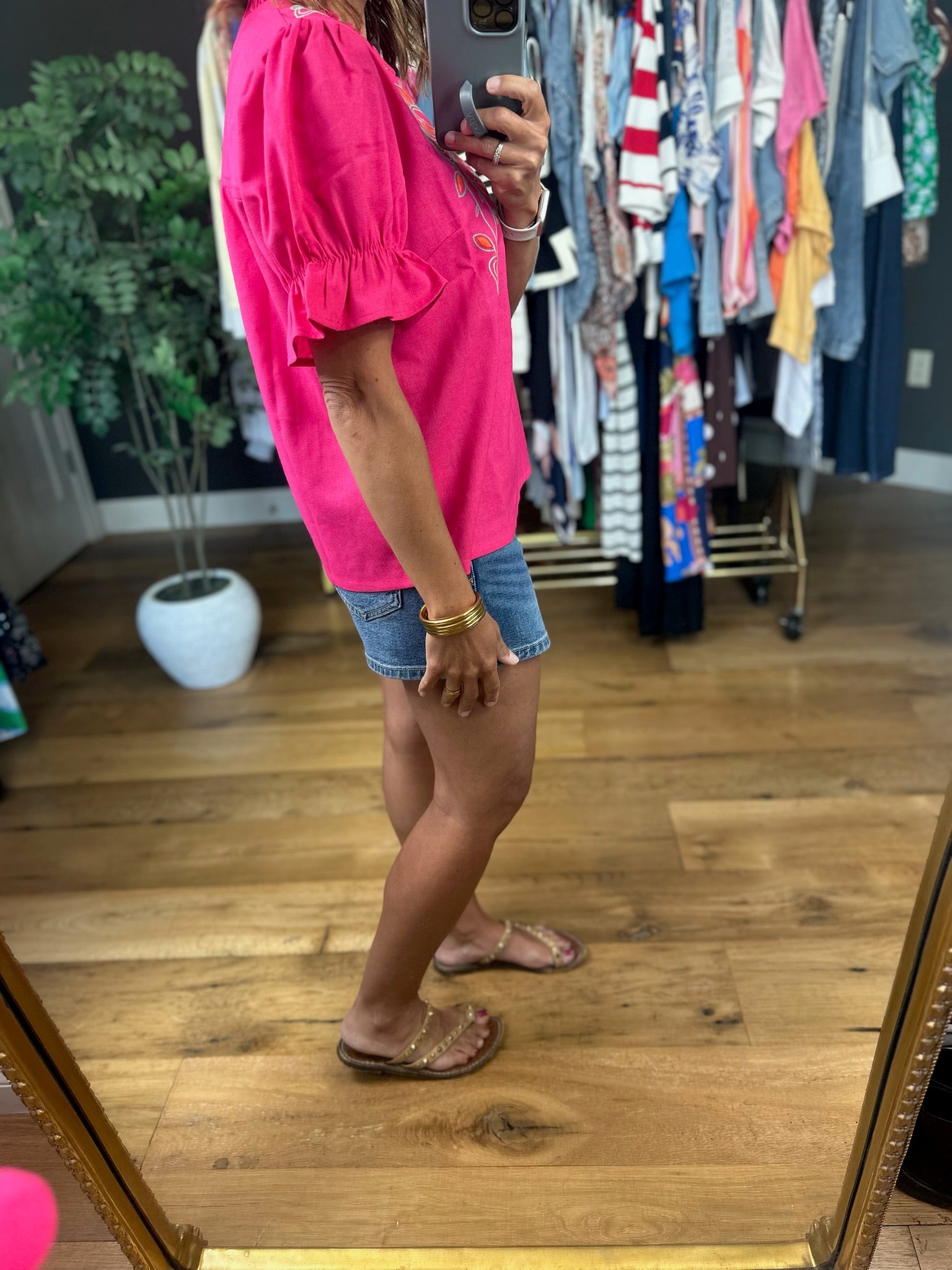 Make Things Special Embroidered Top-Short Sleeves-voy-Anna Kaytes Boutique, Women's Fashion Boutique in Grinnell, Iowa