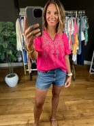 Make Things Special Embroidered Top-Short Sleeves-voy-Anna Kaytes Boutique, Women's Fashion Boutique in Grinnell, Iowa
