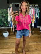 Make Things Special Embroidered Top-Short Sleeves-voy-Anna Kaytes Boutique, Women's Fashion Boutique in Grinnell, Iowa